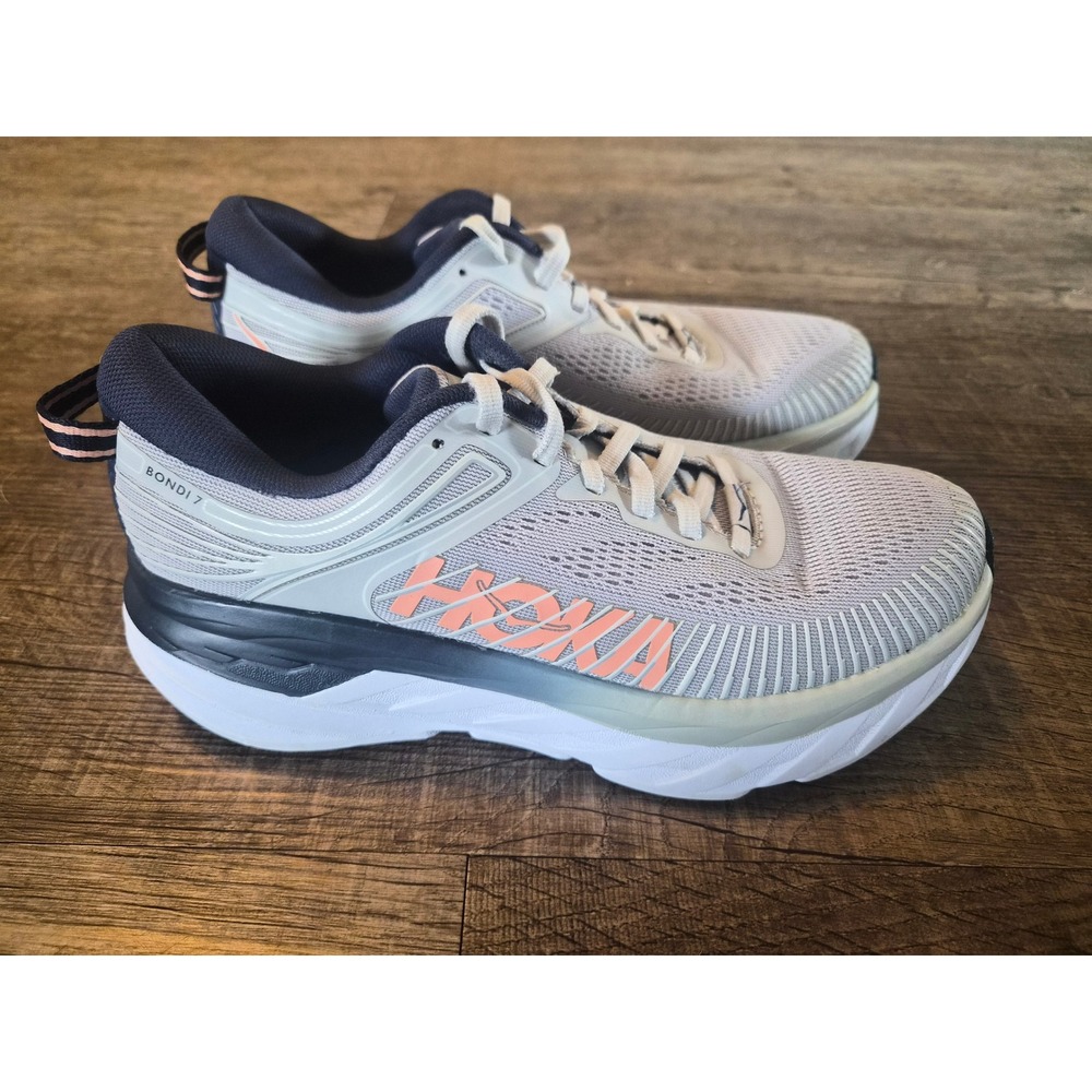 Hoka One One Bondi 7 Womens Running Shoes Blue Grey Size 7